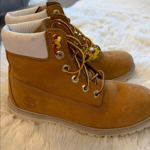 Timberland Kids Brown Boots with White Accents
